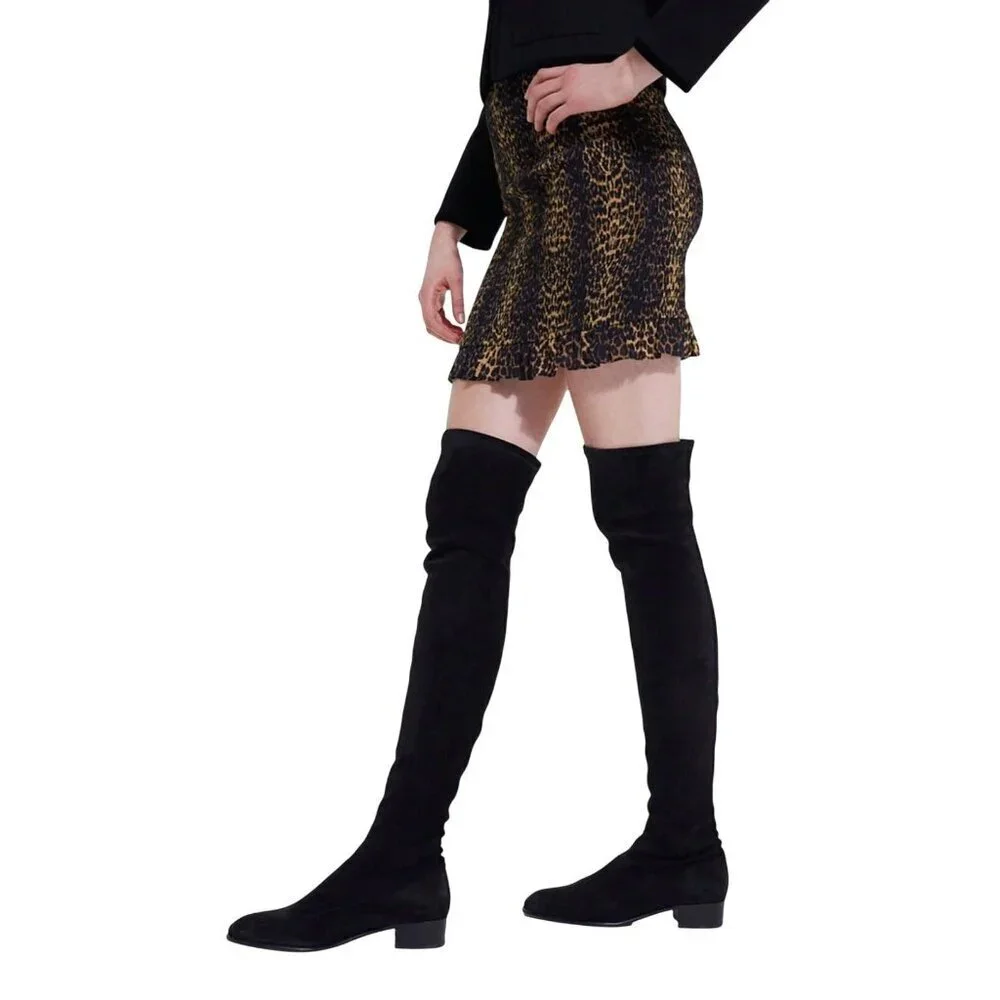 NWT The Kooples Leopard Mini Skirt Stylish with Stretchy‎ Smocking Sz 8